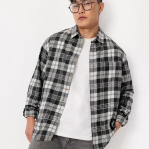 Plaid Shirt: Grey Grid