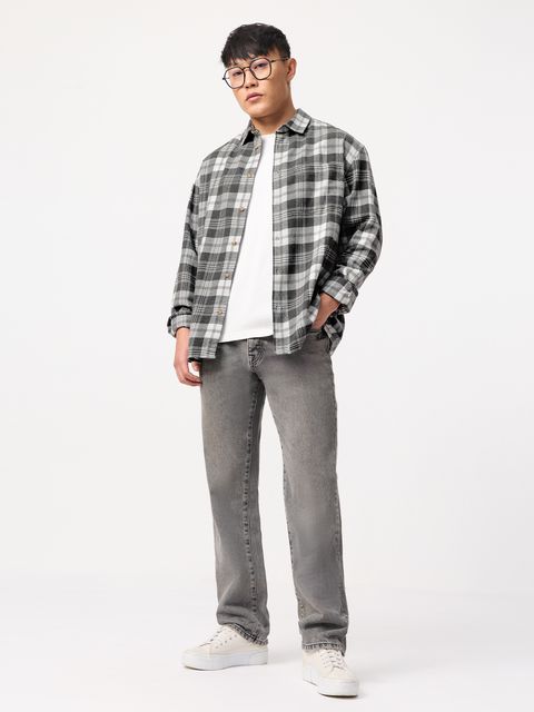 Plaid Shirt: Grey Grid - Image 6