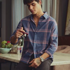 Plaid Shirt: Cobalt