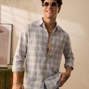 Cotton Linen Checks: Naval