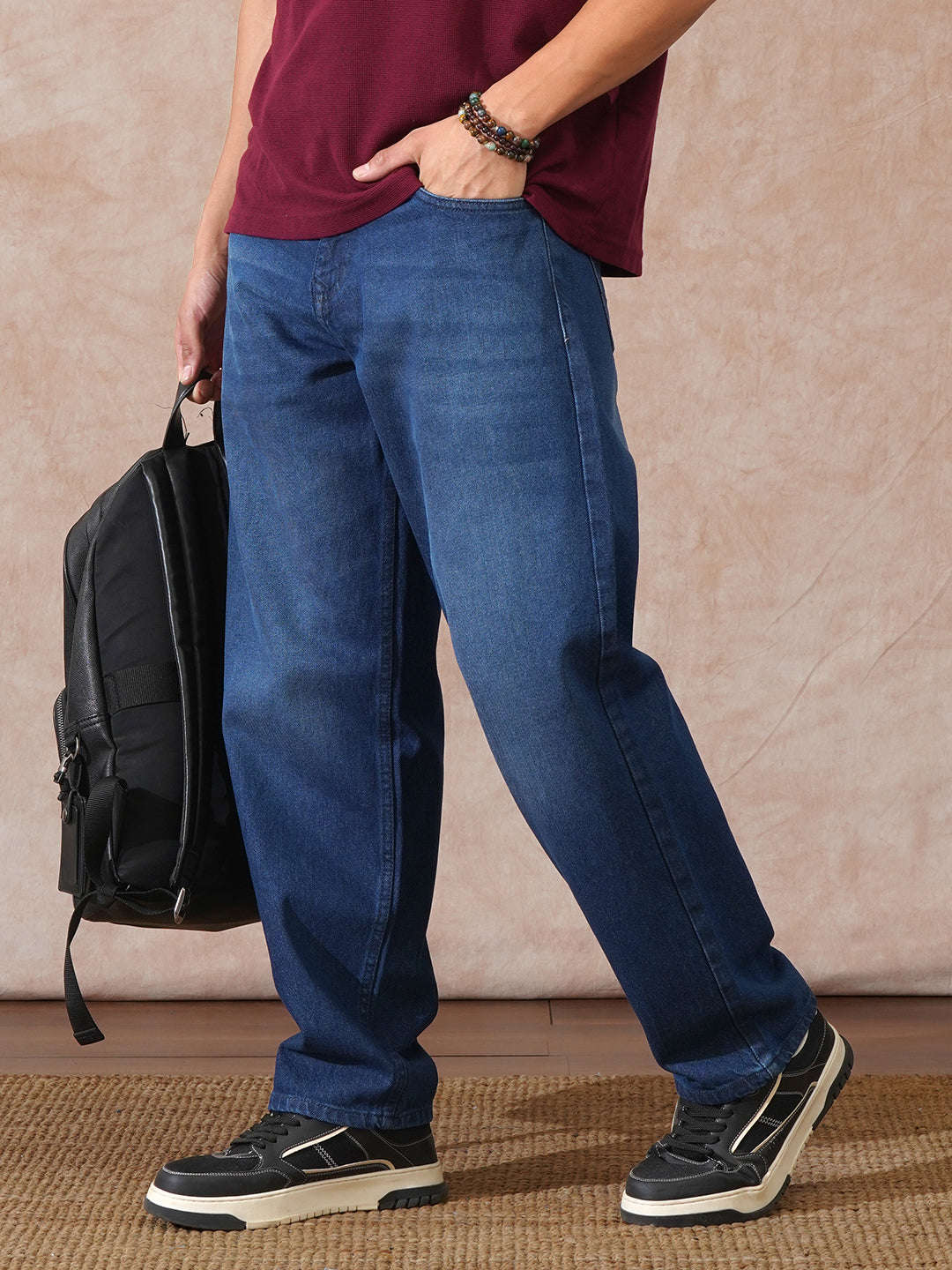 Heavy Fade Loose Fit Jeans | Dark Blue - Image 3