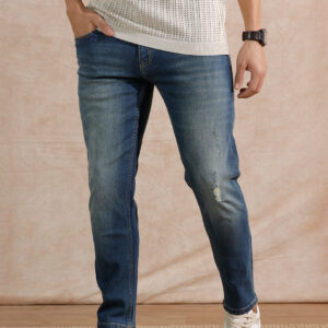 Solid Heavy Fade Skinny Crop Jeans | Blue