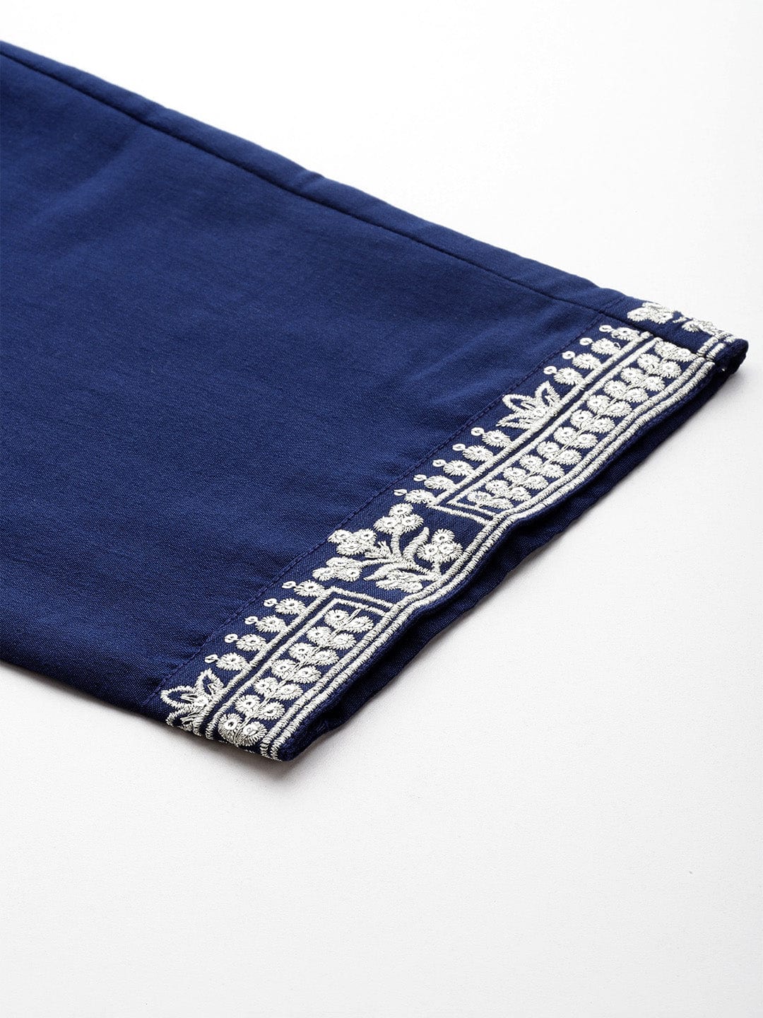 Blue Embroidered Straight Kurta Paired With Tonal Bottom And Dupatta - Image 5