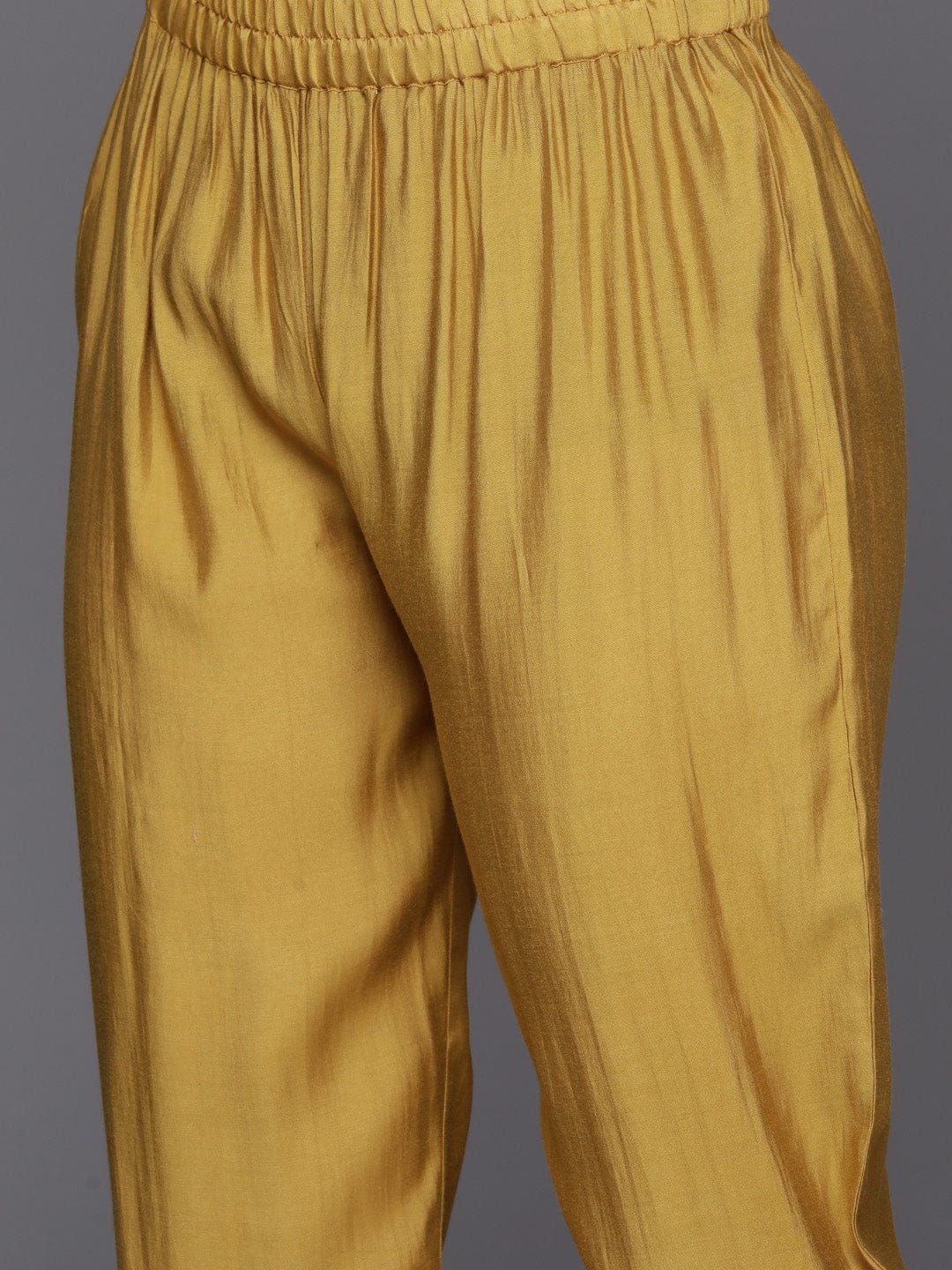 Mustard Embroidered Straight Kurta Paired With Tonal Bottom And Contrast Dupatta - Image 5