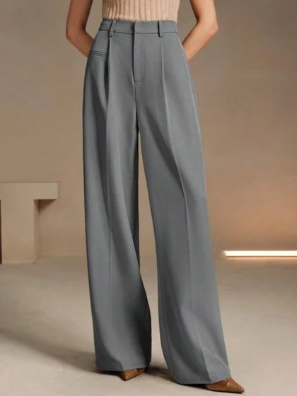 BROADSTAR Women Smart Loose Fit High-Rise Easy Wash Pleated Trousers - Image 7
