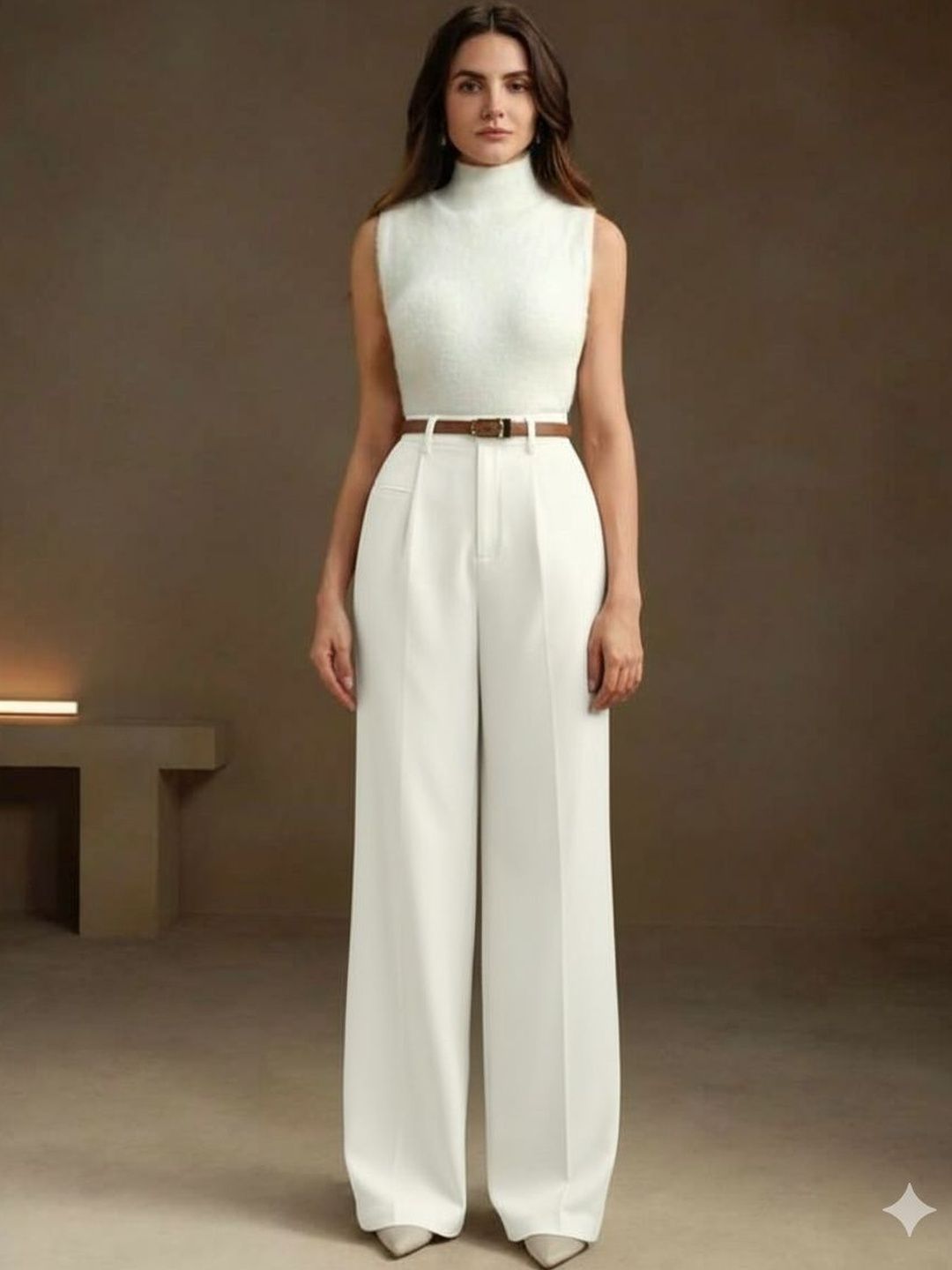 BROADSTAR Women Smart Loose Fit High-Rise Pleated Trousers
