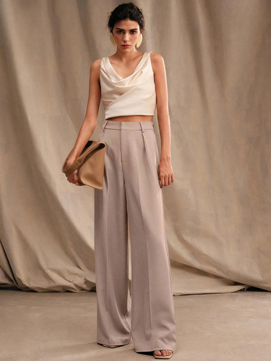 Kotty Women Relaxed Straight Fit High-Rise Pleated Trouser - Image 4