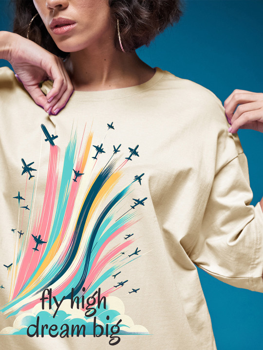 SMARTEES Graphic Printed Extended Sleeves Cotton Oversized T-shirt - Image 4