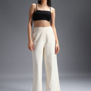 Zastraa Women Relaxed Wide Leg High-Rise Trousers