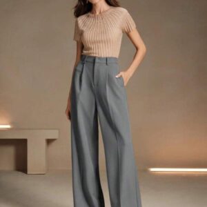 BROADSTAR Women Smart Loose Fit High-Rise Easy Wash Pleated Trousers